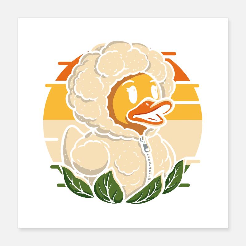 Tête de canard câline au chou-fleur Poster 40 x 40 cm