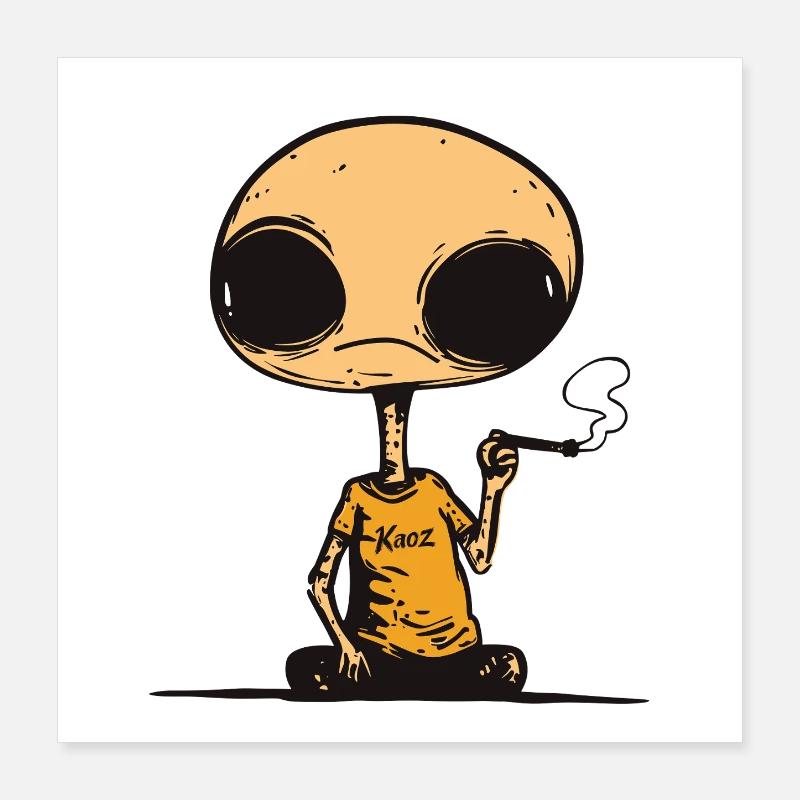 Casual Alien Graffiti  Poster 16" x 16" (40x40 cm)