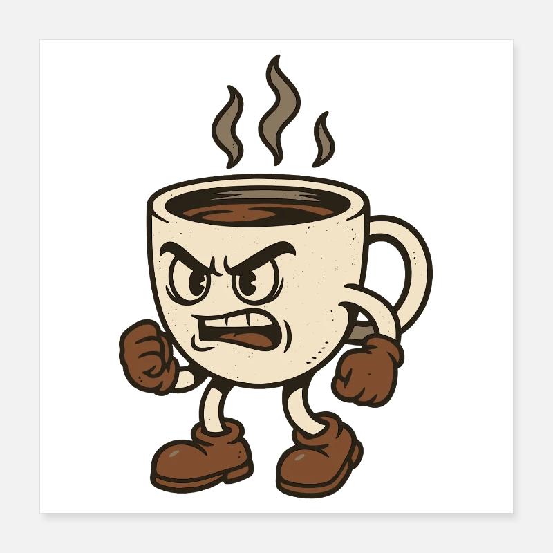 Tasse à café délicate avec pose de combat Poster 40 x 40 cm