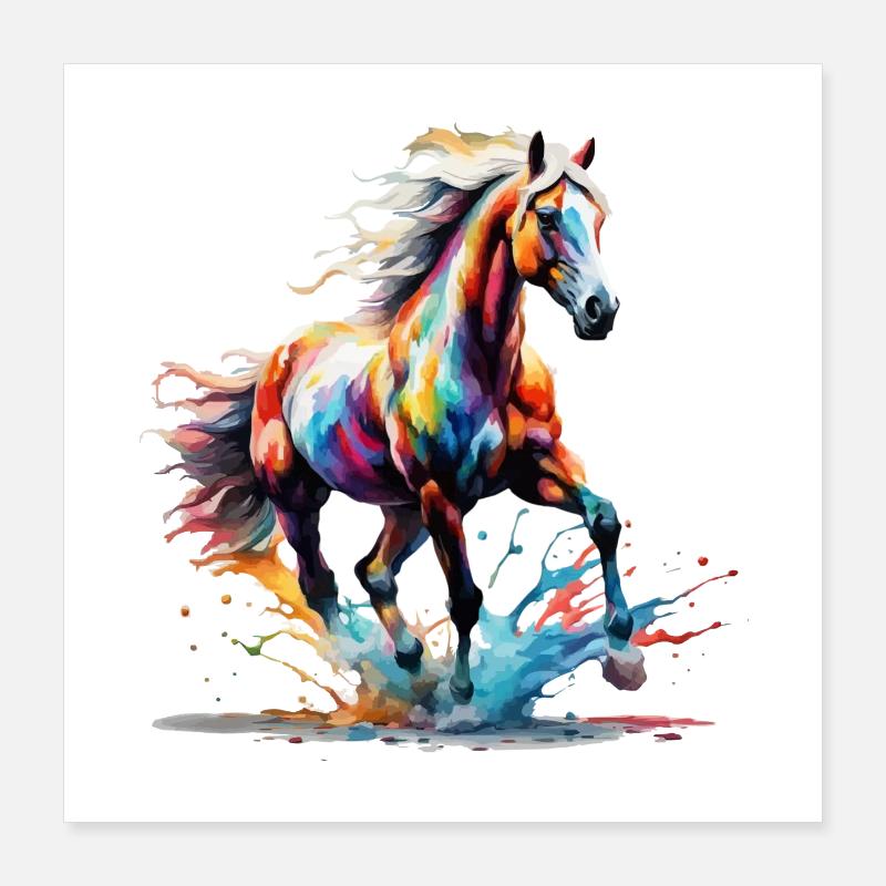 Buntes Haflinger Pferd Kunst Design Poster 40x40 cm