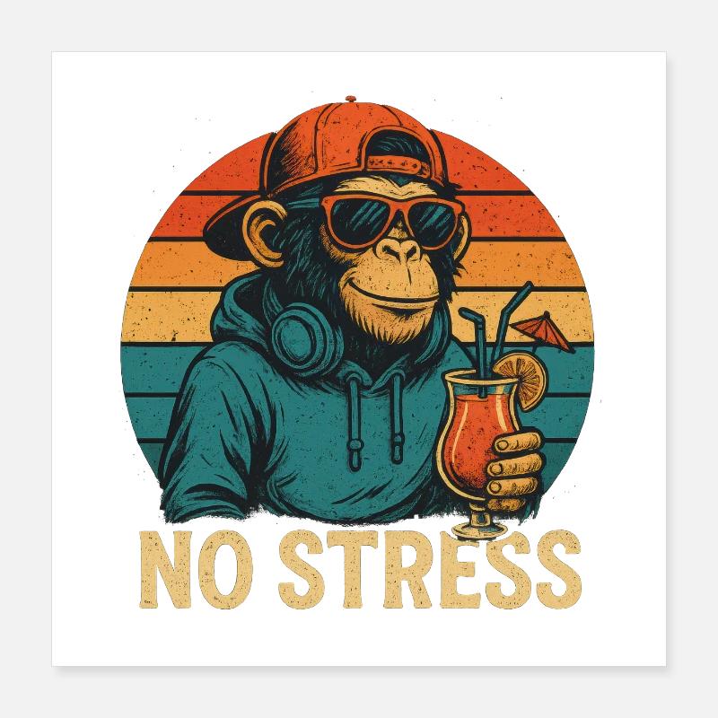 Pas de stress - Singe Poster 40 x 40 cm