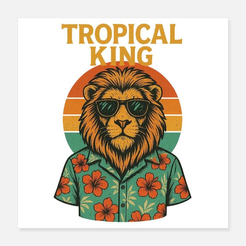 Tropical King - Löwe Poster 40x40 cm