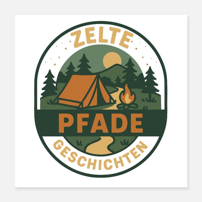 Zelte Pfade Geschichten Camping Design Poster 40x40 cm