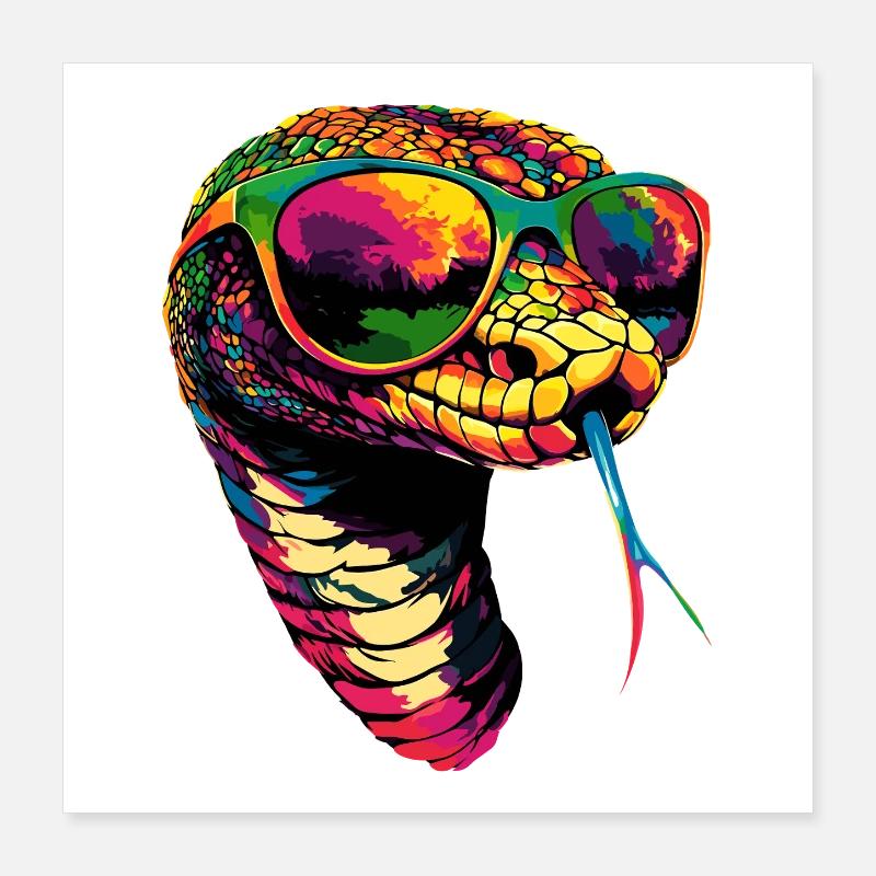 Schlange Python Kobra Klapperschlange Schlangen Poster 40x40 cm