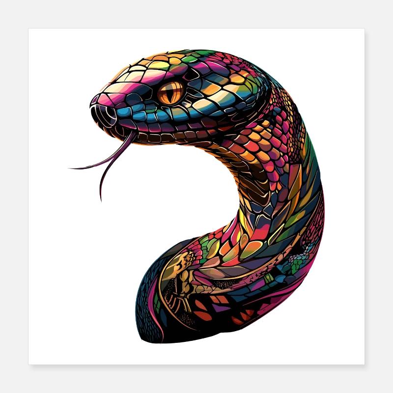 Schlange Python Kobra Klapperschlange Schlangen Poster 40x40 cm