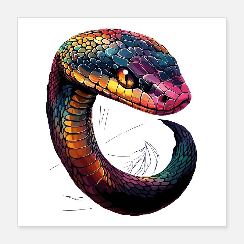 Schlange Python Kobra Klapperschlange Schlangen Poster 40x40 cm