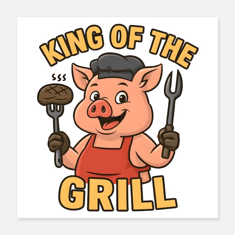 Grill Master Pig – Roi du barbecue Poster 40 x 40 cm