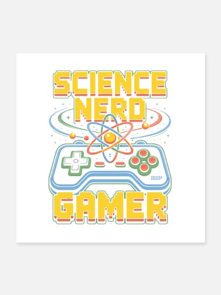 Science Nerd Gamer Atom Controller Wissenschaft - Poster 40x40 cm - Weiß - Vorne