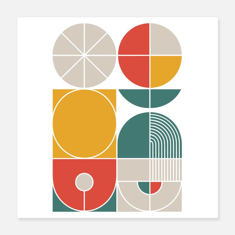 Composition des formes géométriques Bauhaus Poster 40 x 40 cm