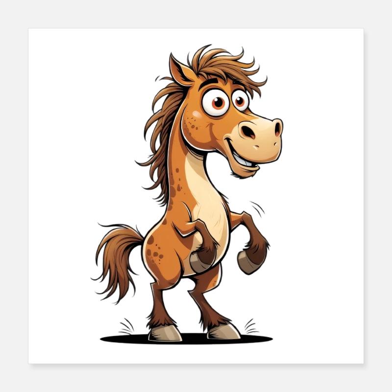 Fröhlicher Comic-Pferdeschow Poster 40x40 cm