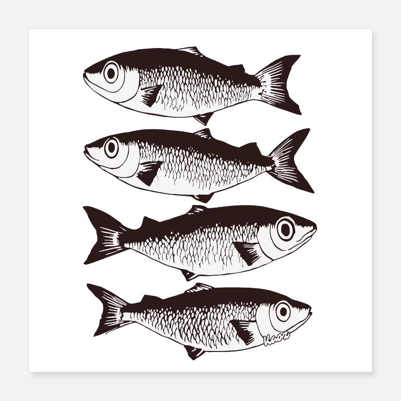 Stilisiertes Fischmuster Poster 40x40 cm