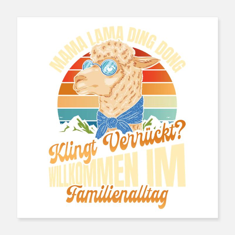 Werdende Mutter MAMA LAMA DING DONG Lustiges Poster 40x40 cm