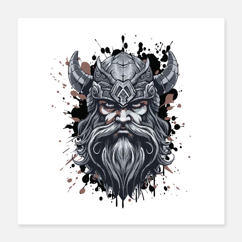 Tête de Viking Poster 40 x 40 cm
