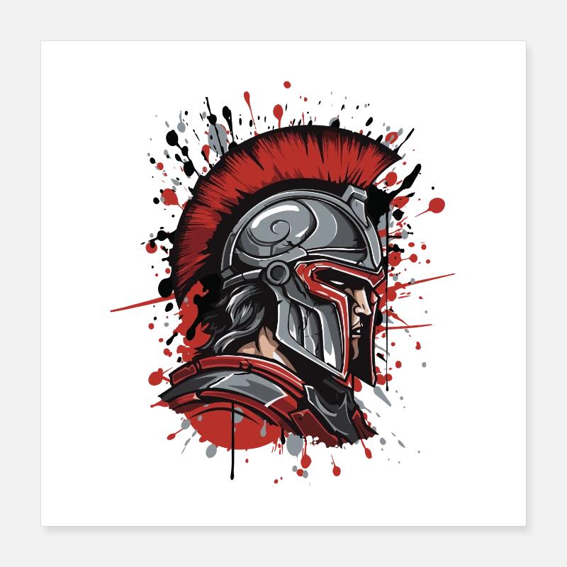 Spartan Helmet Gladiator Poster 16" x 16" (40x40 cm)