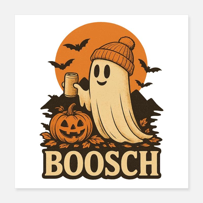Ghost Busch Halloween Boosch effrayant Costume Tee Poster 40 x 40 cm