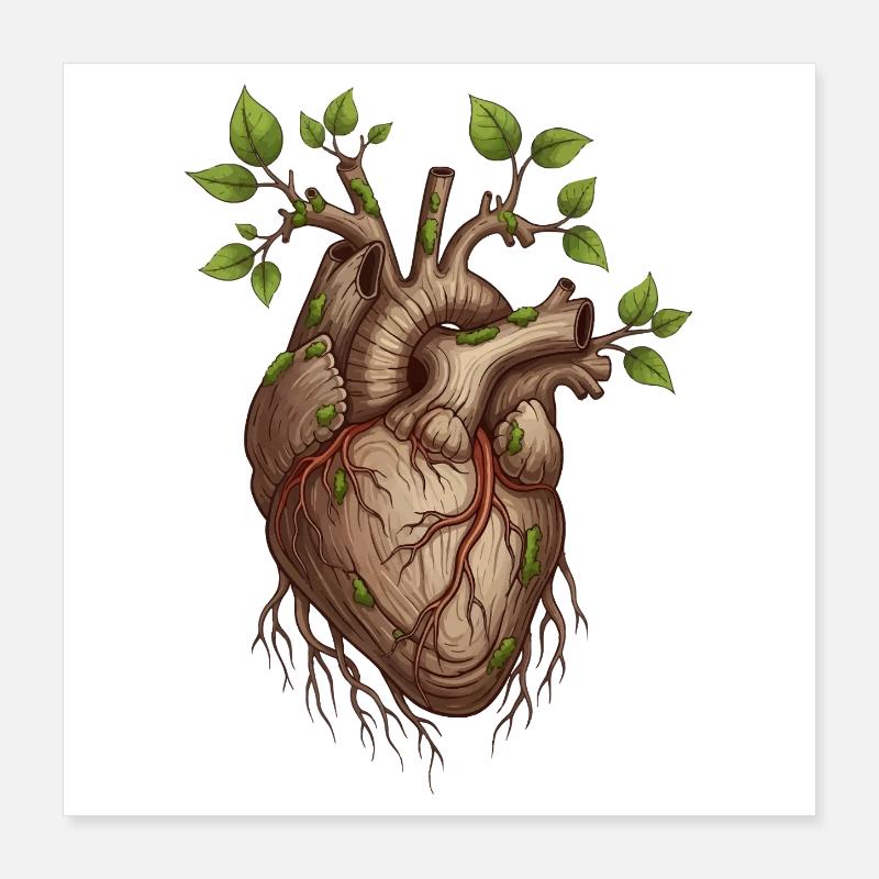 Lebendiges Baumherz Poster 40x40 cm