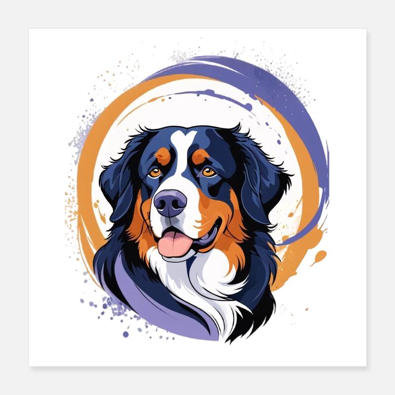 Bouvier bernois aux couleurs vives Poster 40 x 40 cm