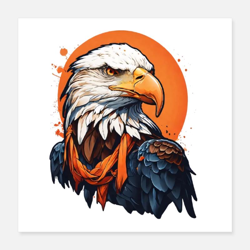 Bald eagle with orange accents Poster 16" x 16" (40x40 cm)