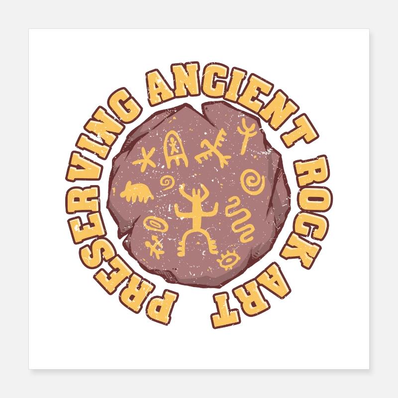 Petroglyphe Petroglyphen Piktogramme Poster 40x40 cm