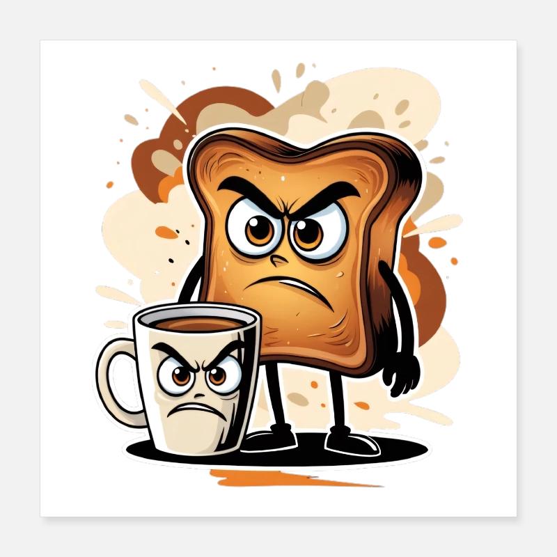 Angry toasts and coffee cup design Poster 16" x 16" (40x40 cm)