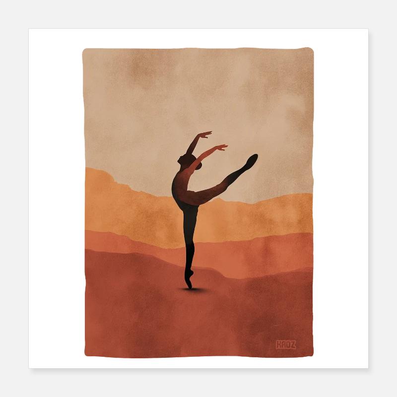 Silhouette de danseuse du désert Poster 40 x 40 cm