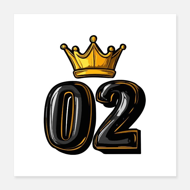 Couronne à 2 chiffres Poster 40 x 40 cm