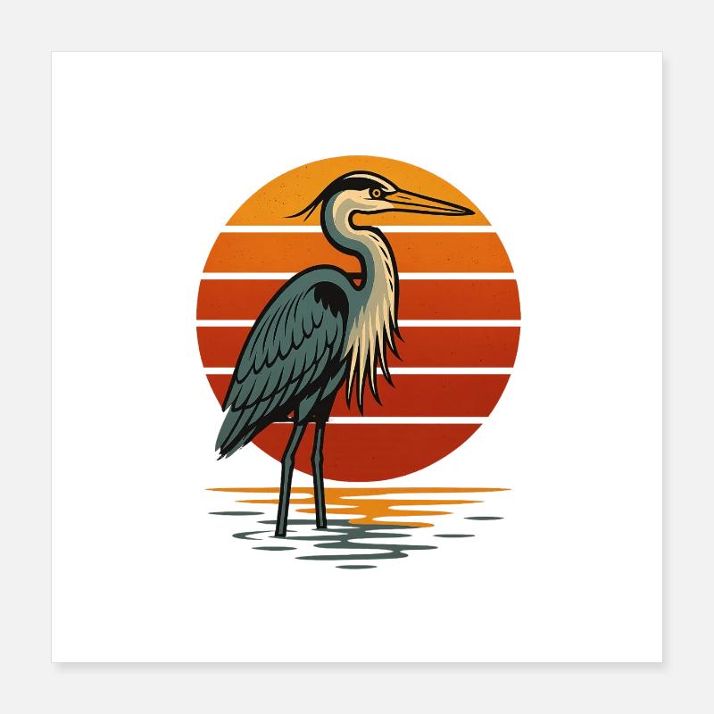 Heron at sunset Poster 16" x 16" (40x40 cm)