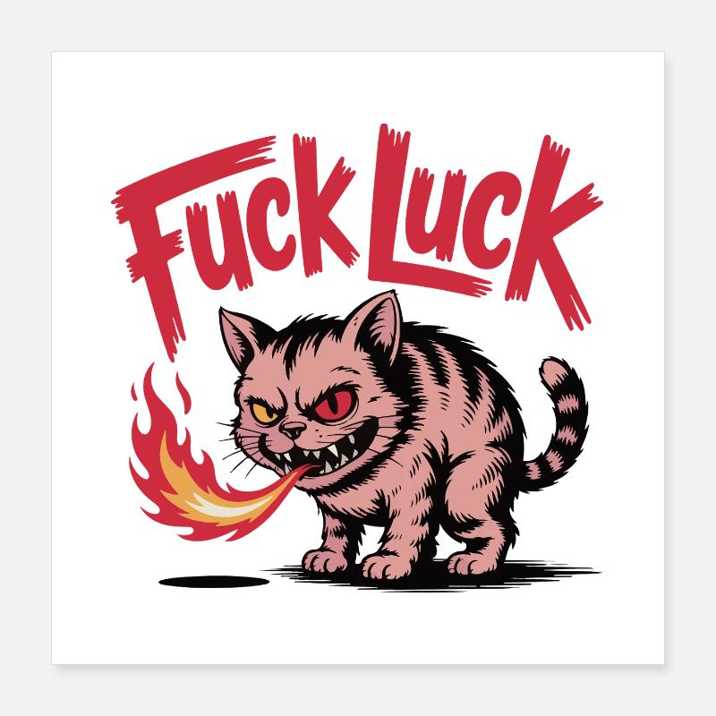 Fiery Cat with Bold Text Design Poster 16" x 16" (40x40 cm)