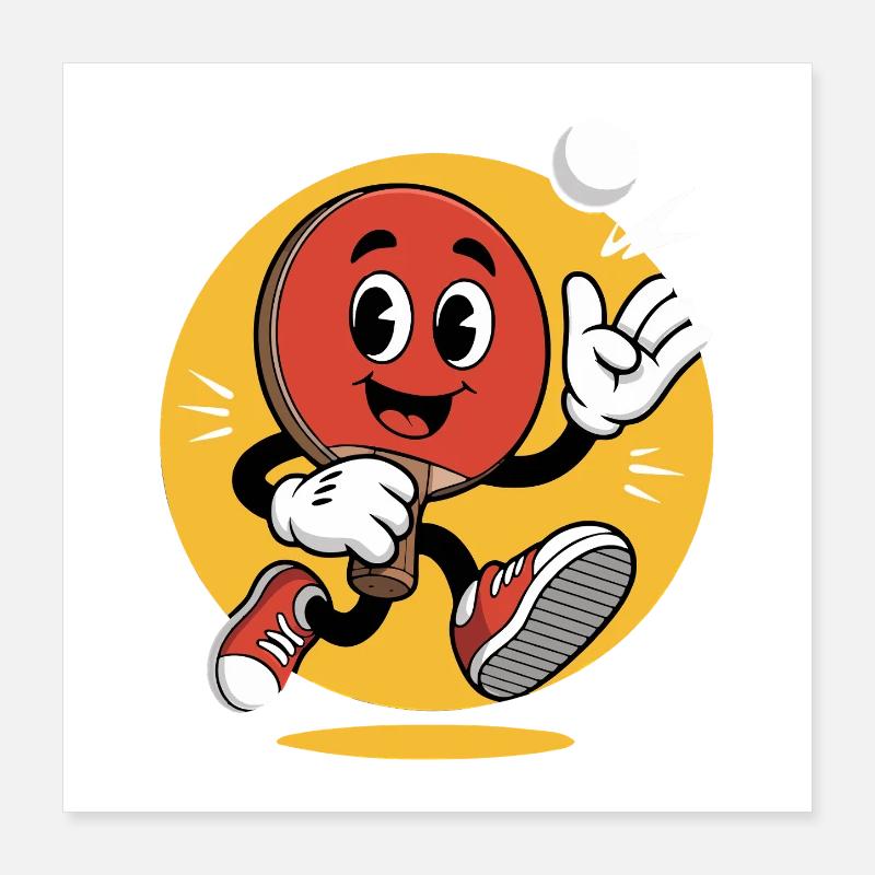 Conception de dessin animé de tennis de table Poster 40 x 40 cm