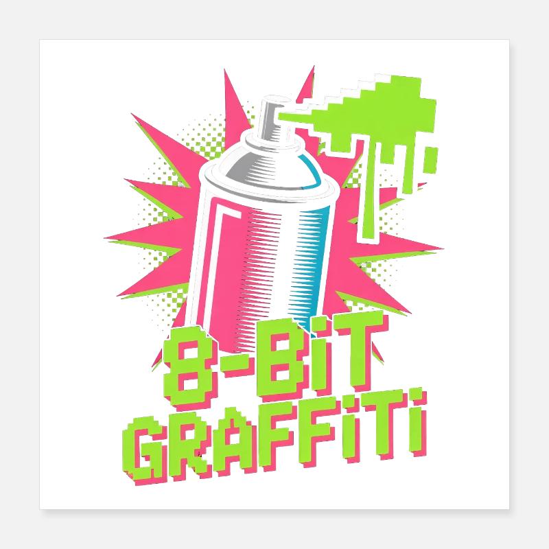 8-Bit Graffiti Pop Culture Retro Video Game Poster 40x40 cm