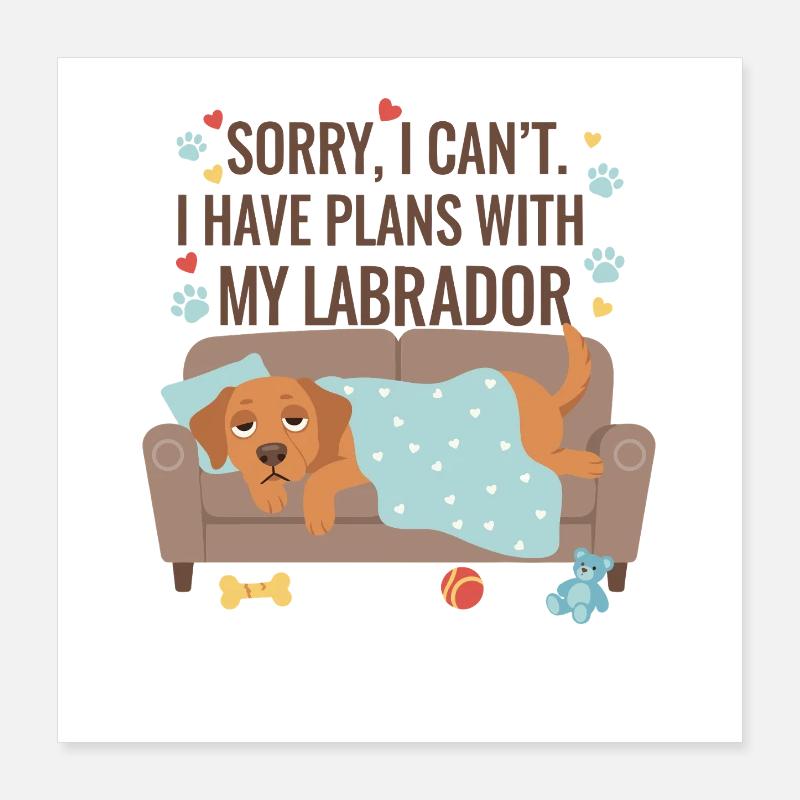 Labrador Couch Blanket Motif Poster 16" x 16" (40x40 cm)