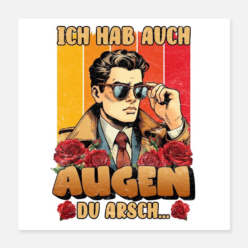 Mallorca Party ALSO HAVE EYES YOU ASS Funny Poster 16" x 16" (40x40 cm)