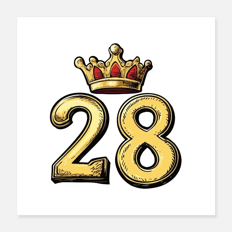 28 Zahl Krone Poster 40x40 cm