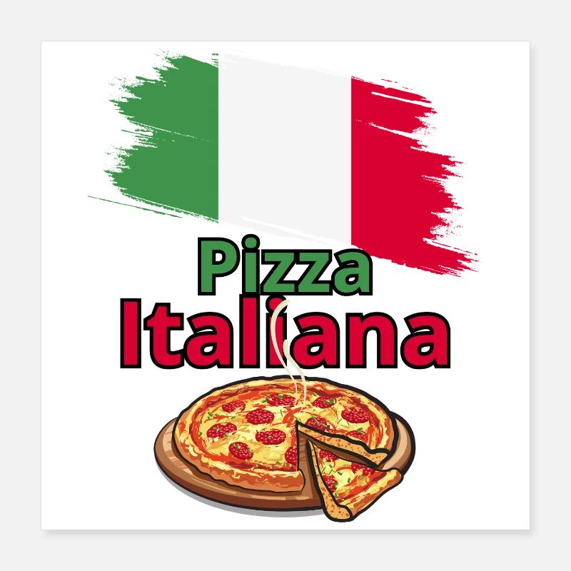 Design de pizza italienne avec drapeau Poster 40 x 40 cm