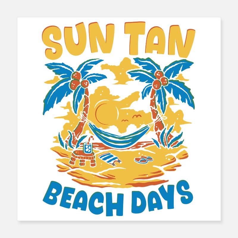 Été graphique fleur soleil plage vacances Poster 40 x 40 cm