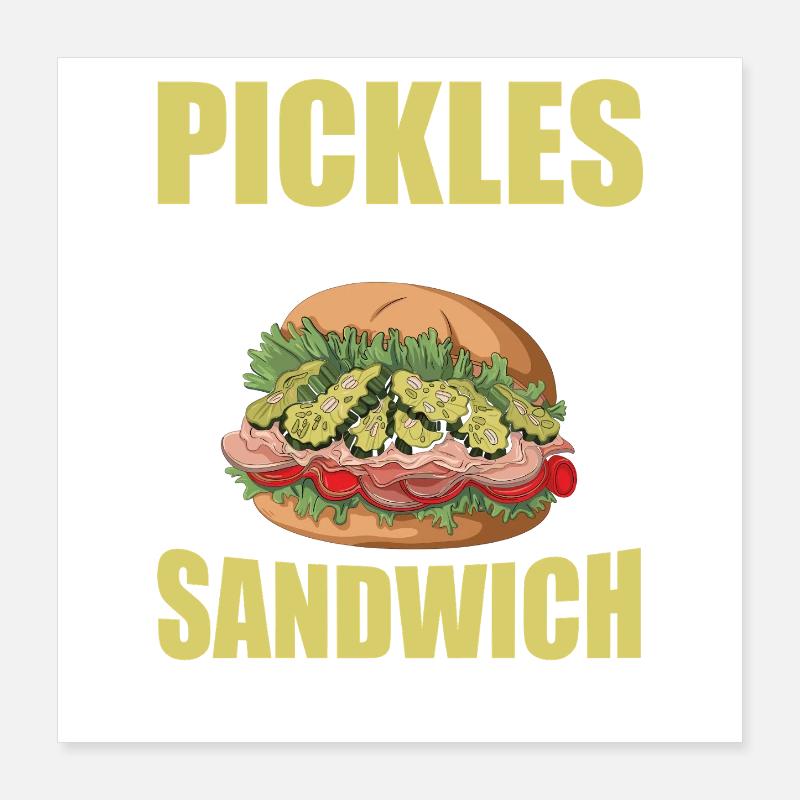 Gurken Sandiwch Vegan Gesund Ernährung - Poster 40x40 cm - Weiß
