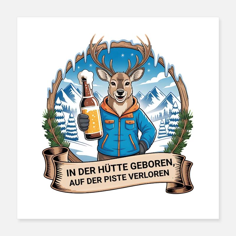 Soirée d’équipe Vacances de ski Ski & Snowboarder Après-ski Poster 40 x 40 cm