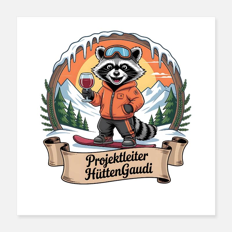Soirée d’équipe Vacances de ski Ski & Snowboarder Après-ski Poster 40 x 40 cm