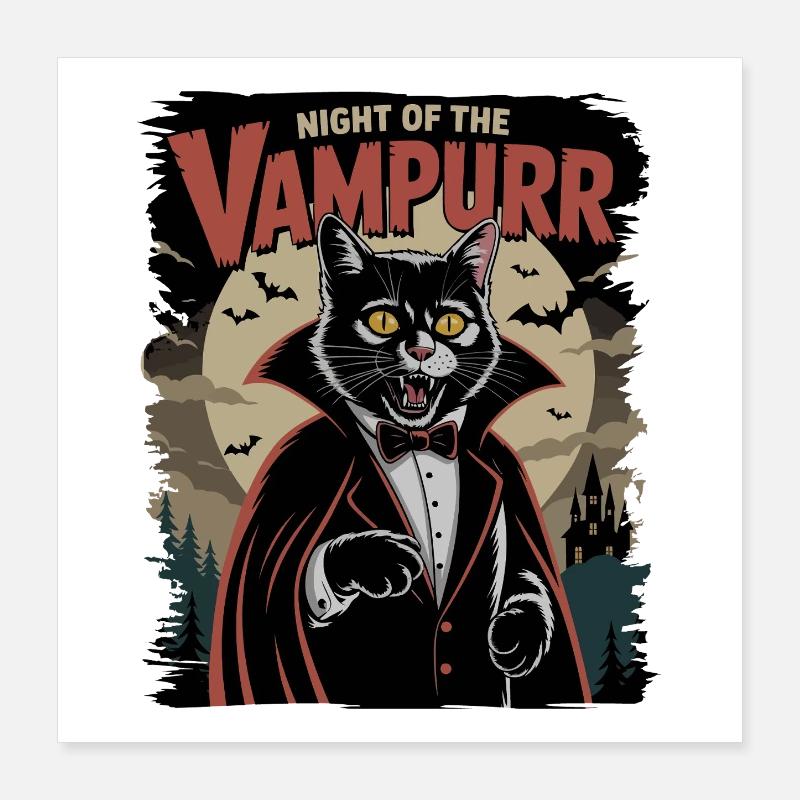 Le chat comme vampire La nuit du vampire Poster 40 x 40 cm