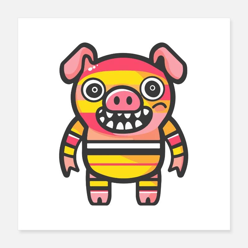 Pig Halloween Comic Funny Poster 16" x 16" (40x40 cm)