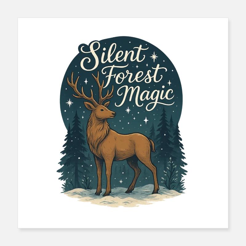 Winterhirsch – Silent Forest Magic Poster 40x40 cm