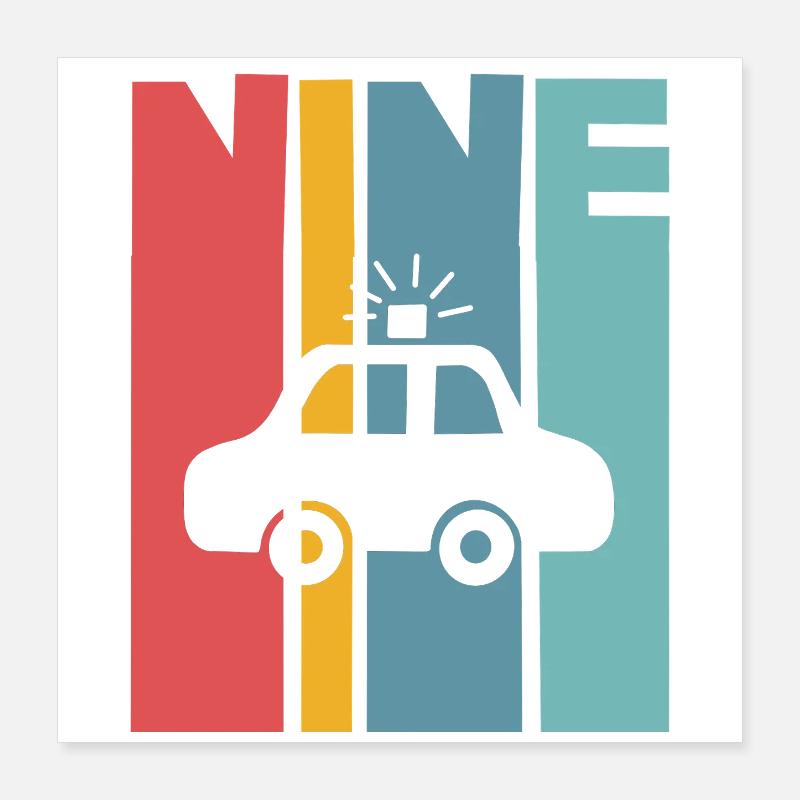 9. Geburtstag Polizei Poster 40x40 cm