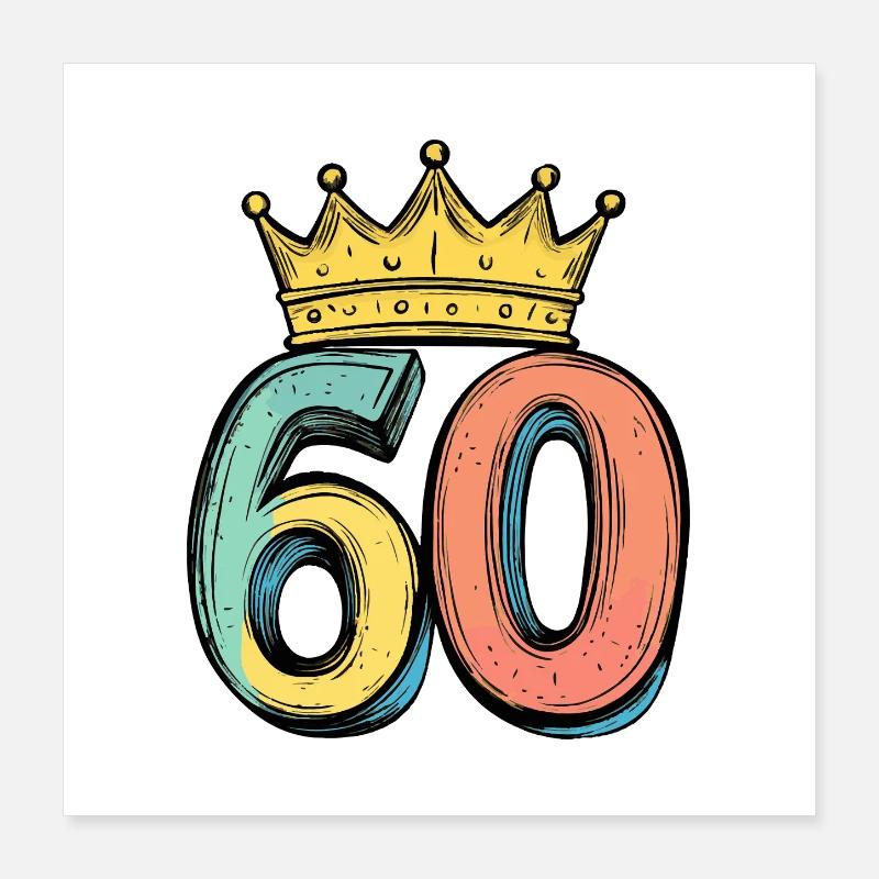 Couronne à 60 chiffres Poster 40 x 40 cm