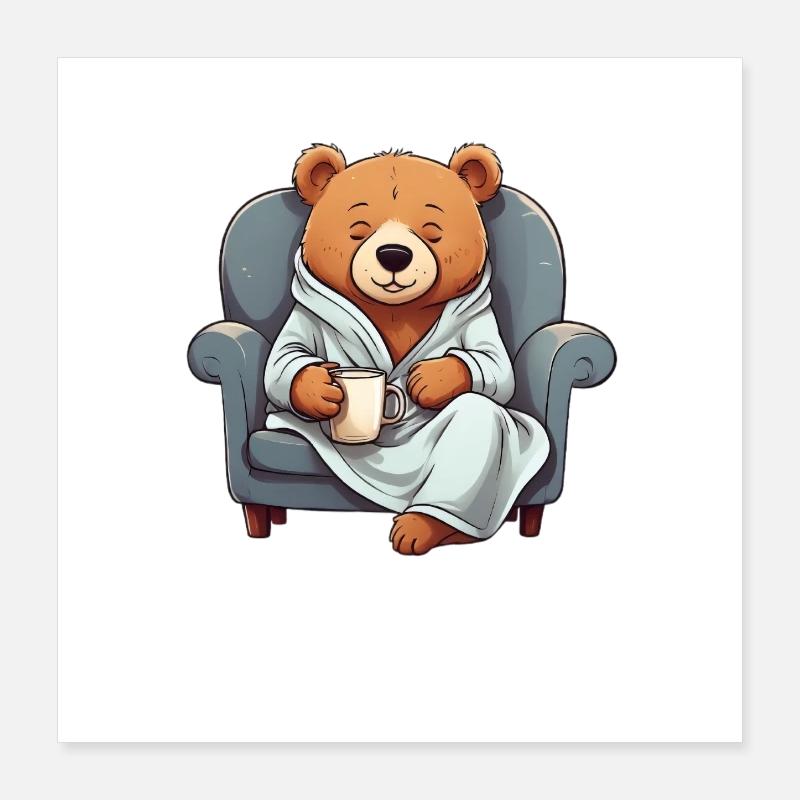 Cuddly bear in a dressing gown Poster 16" x 16" (40x40 cm)