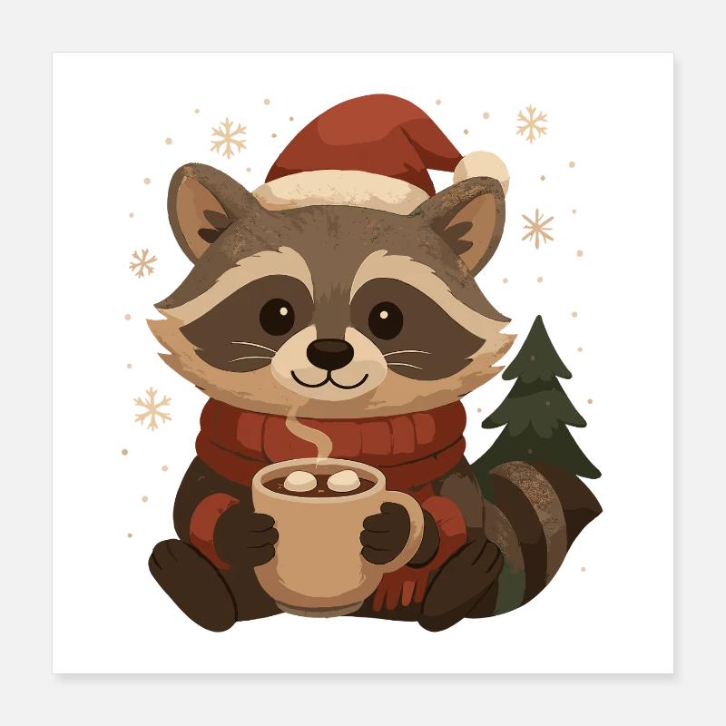 Raton laveur de Noël au cacao Poster 40 x 40 cm