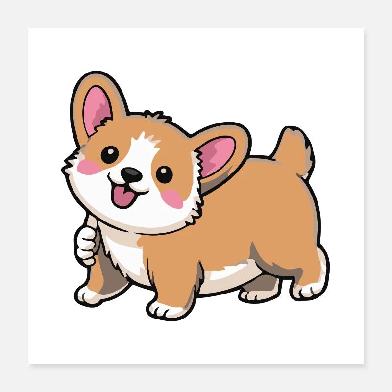 Corgi Schwanzwedeln Poster 40x40 cm