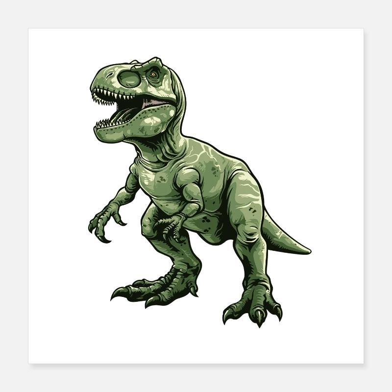Vert Rétro Dino T Rex Poster 40 x 40 cm