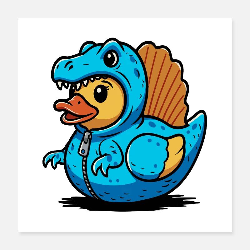 Spinosaurus Blauer Dino-Drache Entchen Poster 40x40 cm