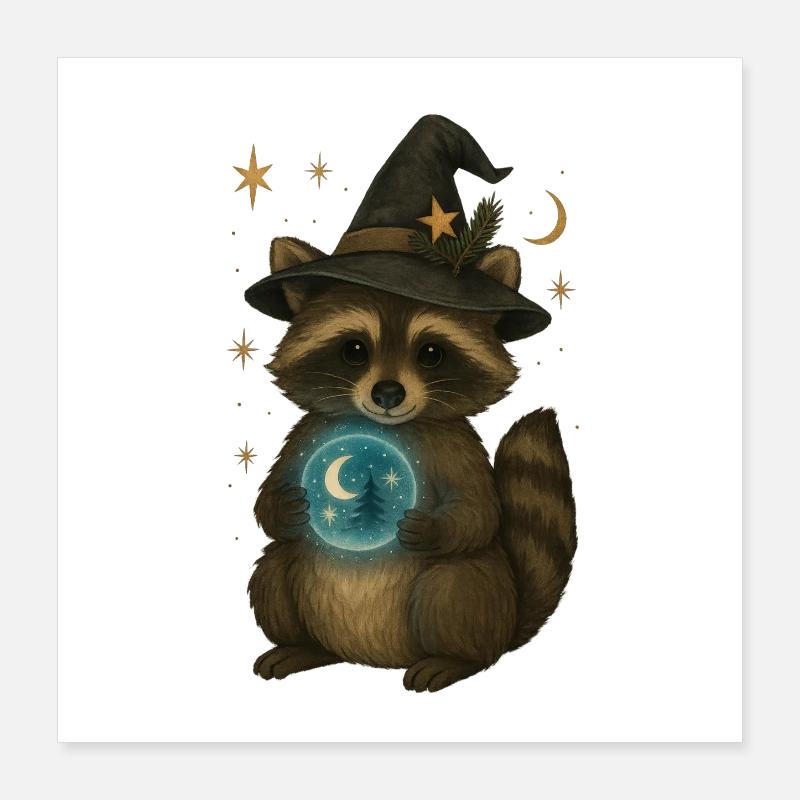 Mystischer Weihnachts Waschbär Poster 40x40 cm