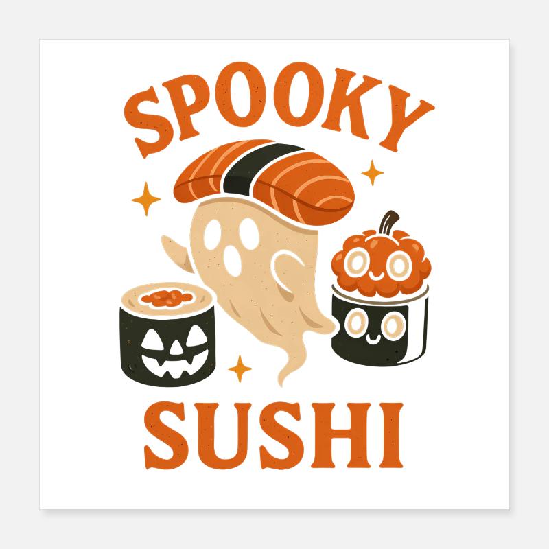 Spooky Sushi Ghosts Poster 16" x 16" (40x40 cm)